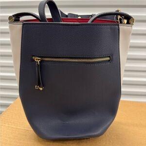 Alfani Navy and White Crossbody Bag with Gold Accents